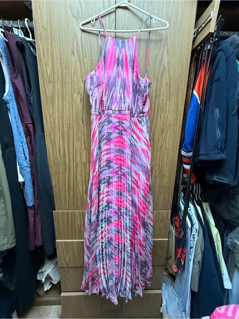 Laundry by Shelli Segal Pleated Print Maxi Dress Gown Size 10